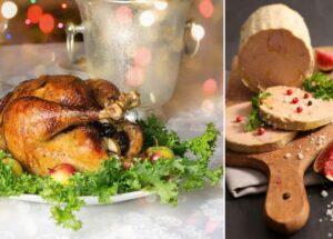 le chapon farci au foie gras pour le repas de noel et du jour de lan
