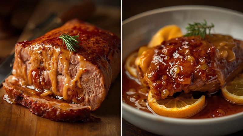 canard a l'orange ou bien canard sauce miel