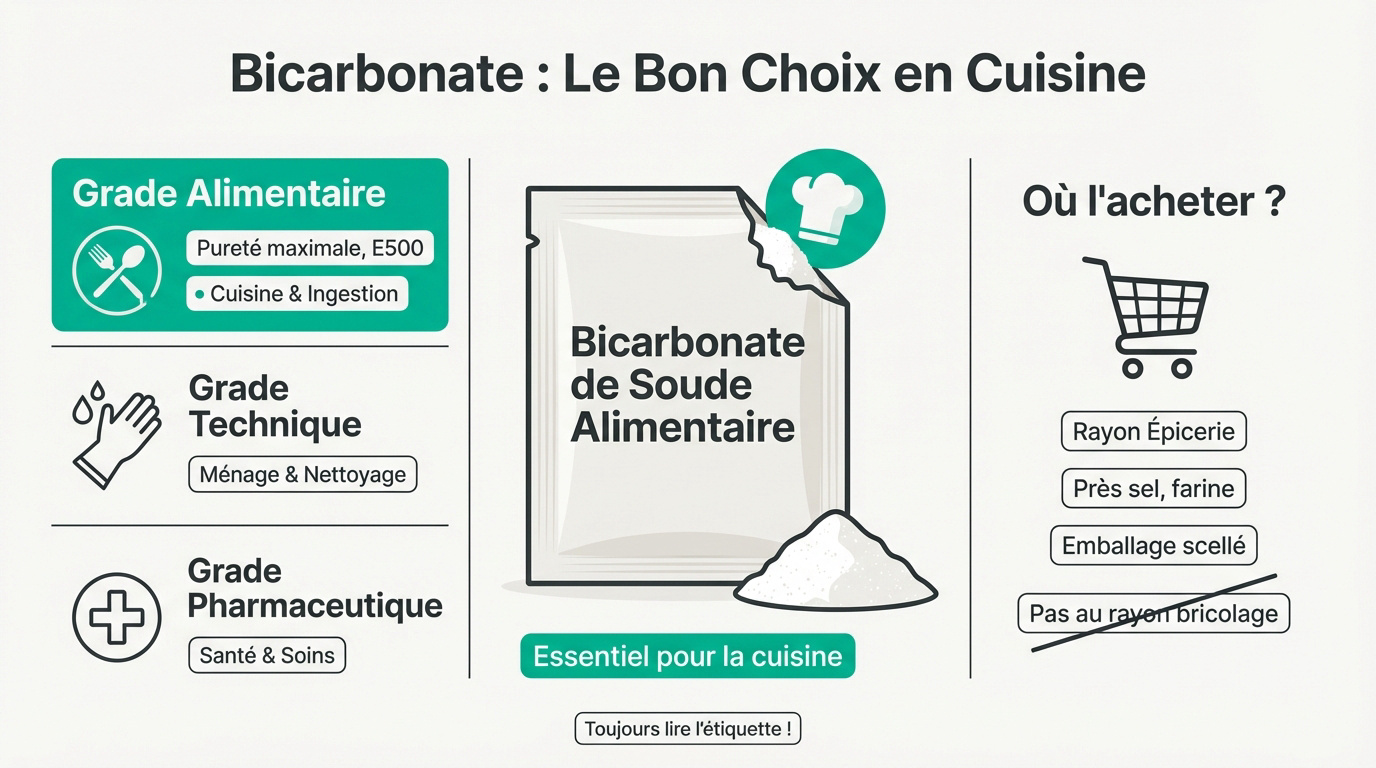 Sachets de <strong>bicarbonate de soude alimentaire</strong> pour la cuisine