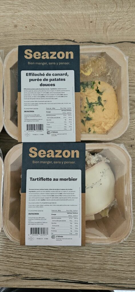 4 plats prepares pour le midi