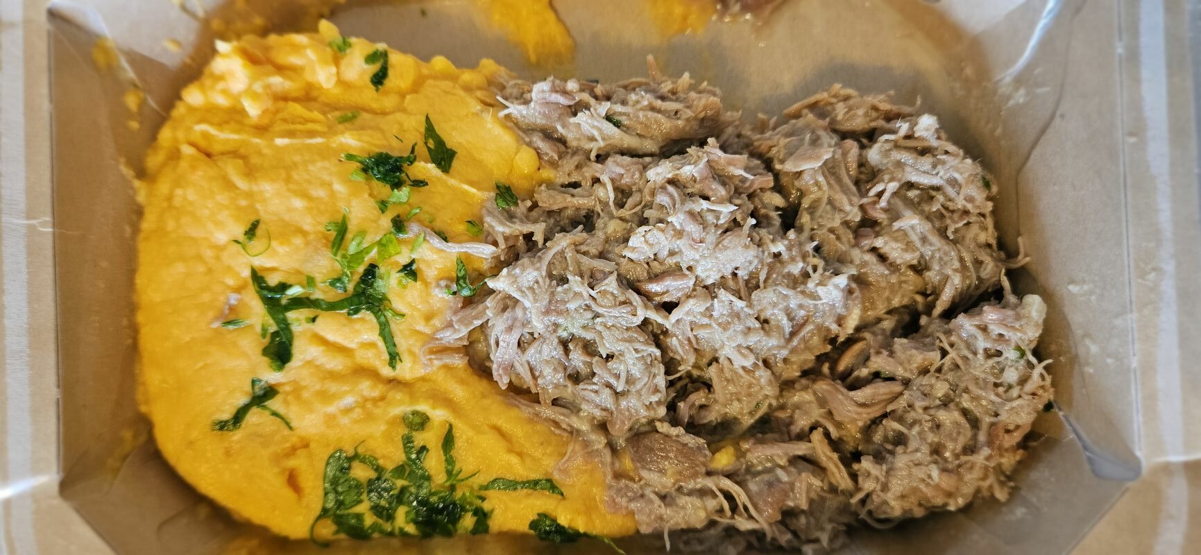 purée patate douce effiloché de canard