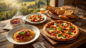 plusieurs plats typique italien