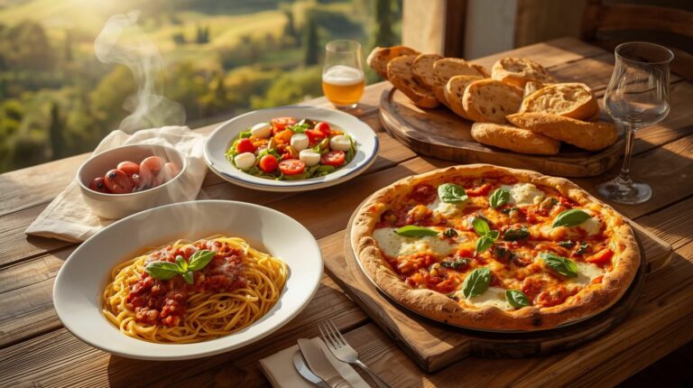 plusieurs plats typique italien