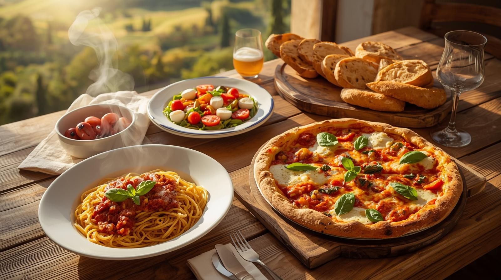 plusieurs plats typique italien