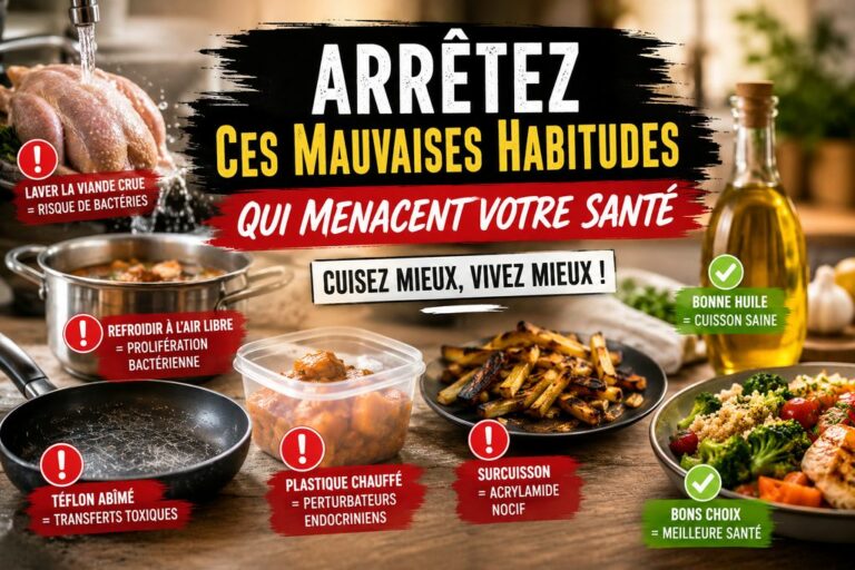 image qui récapitule les mauvaises habitudes alimentaires