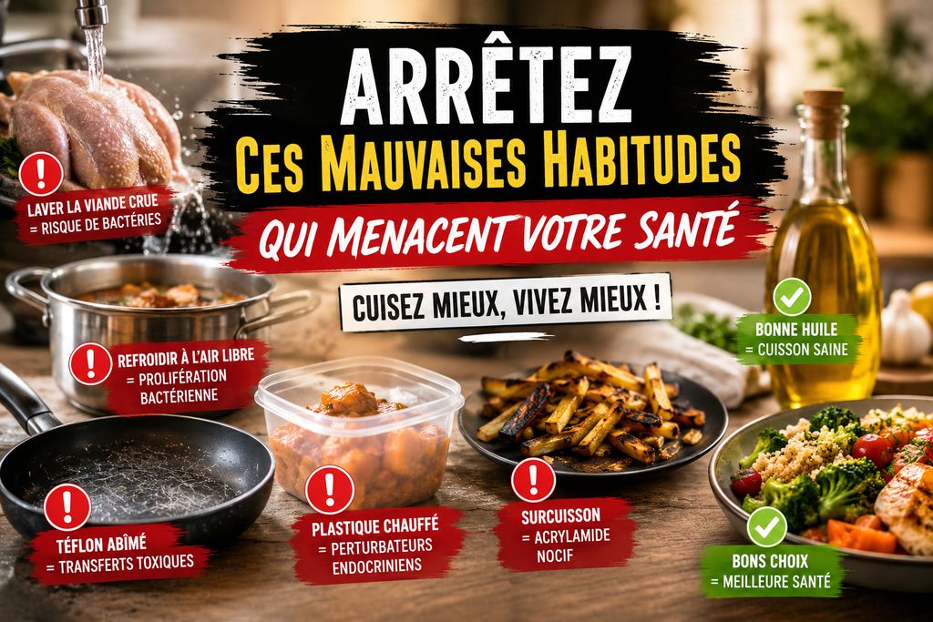 image qui récapitule les mauvaises habitudes alimentaires
