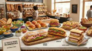 illustration des différents délicieux sandwich traditionnel comme le jambon beurre en france