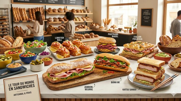 illustration des différents délicieux sandwich traditionnel comme le jambon beurre en france